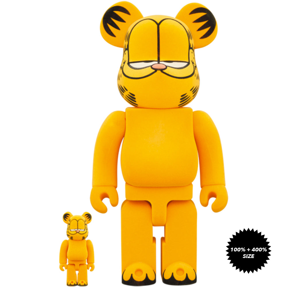 Garfield (Flocky Ver.) 100% + 400% Bearbrick Set by Medicom Toy