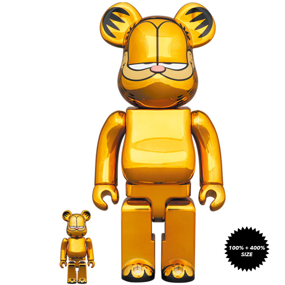 MEDICOM TOY - BE@RBRICK GARFIELD GOLD CHROME100％ 400％ Garfield (Gold Chrome Ver.) 100% + 400% Bearbrick Set by
