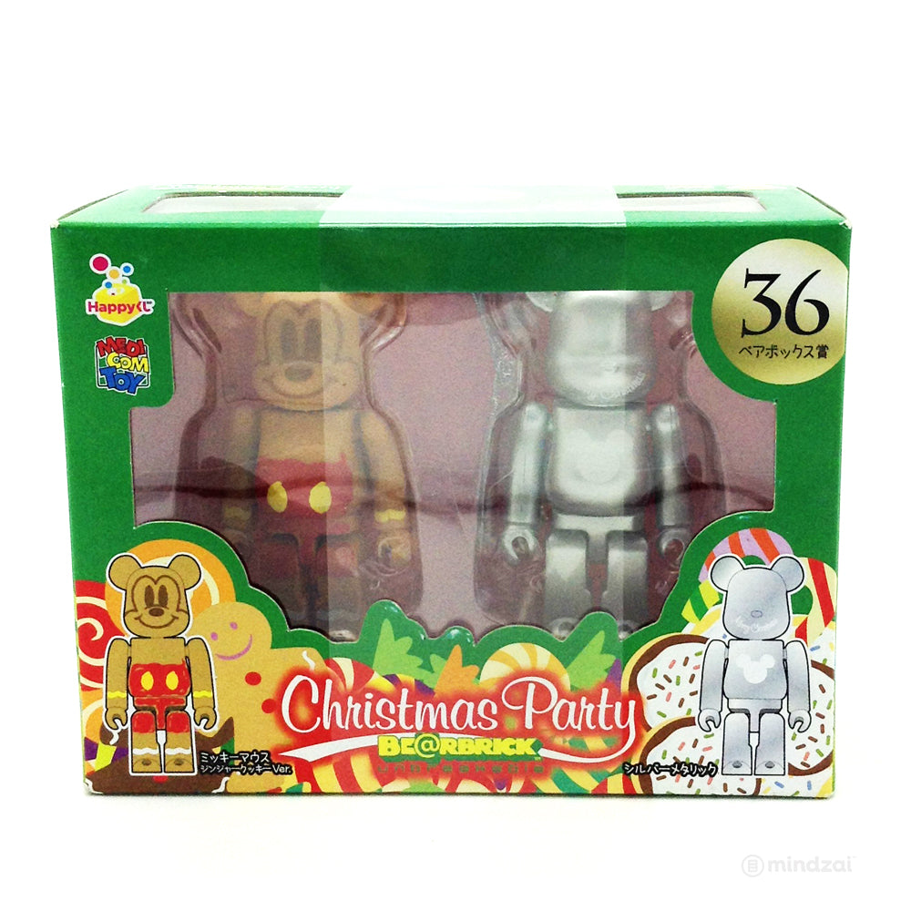 Disney Bearbrick Unbreakable - Happy Kuji # 36 - Mickey Mouse Ginger Cookie and Silver Metallic Version (2 PK) 100% Size