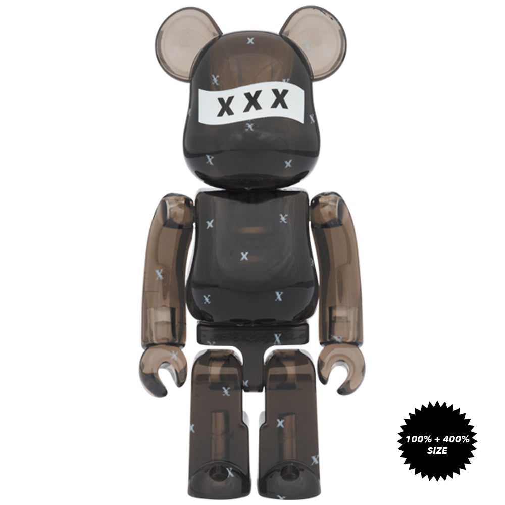 God Selection XXX Black Clear 100% + 400% Bearbrick Set by Medicom Toy