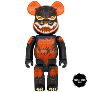 Godzilla from Godzilla vs Destoroyah (Meltdown: Clear Orange Ver.) 100% + 400% Bearbrick Set by Medicom Toy