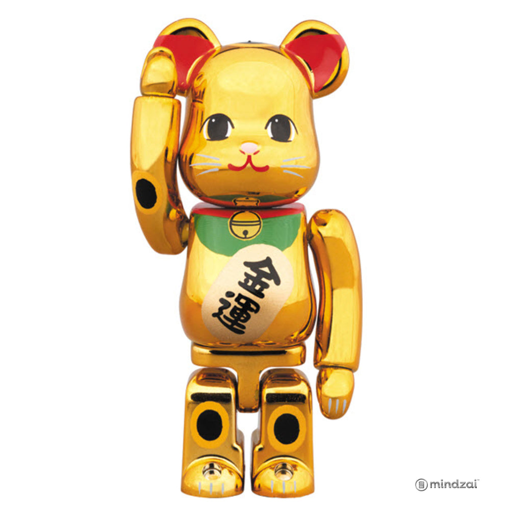 Tokyo Skytree Gold Metallic Maneki Neko Lucky Cat 100% Bearbrick by Medicom Toy