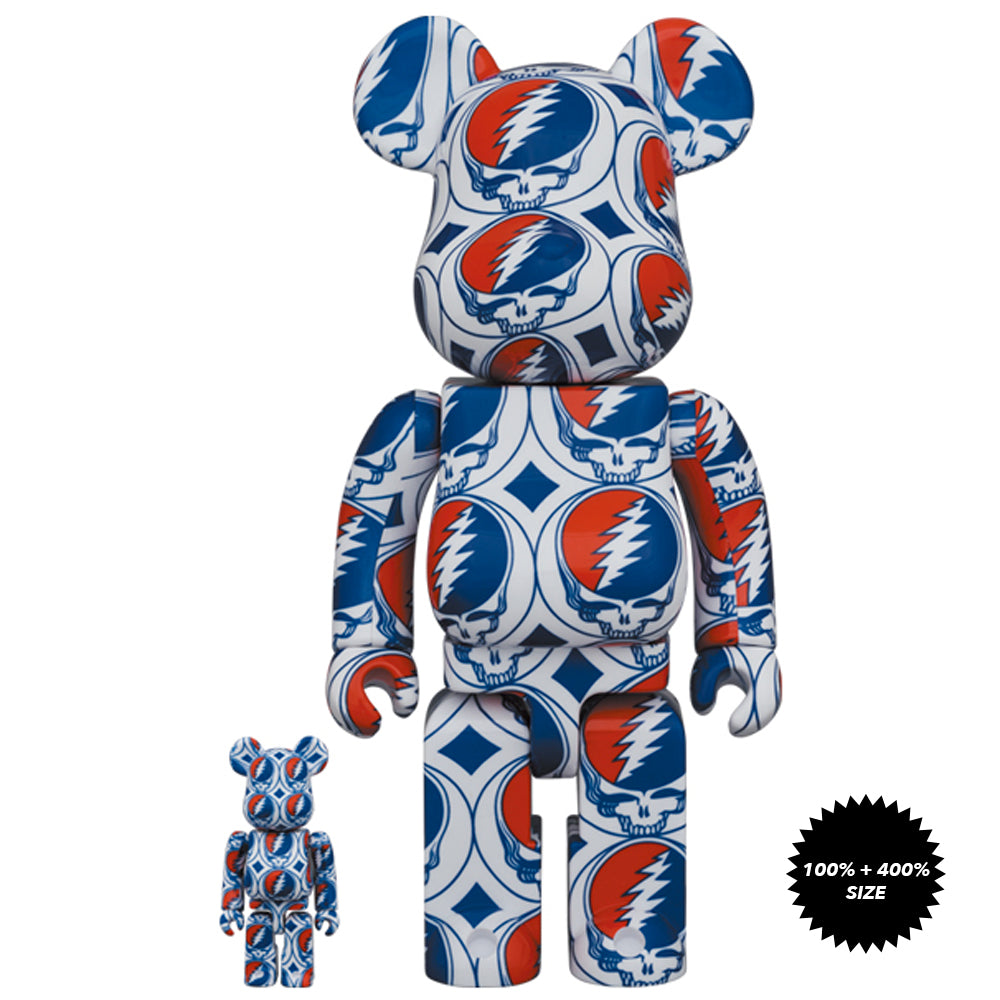 Grateful Dead (Steal Your Face) 100% + 400% Bearbrick Set by Medicom Toy