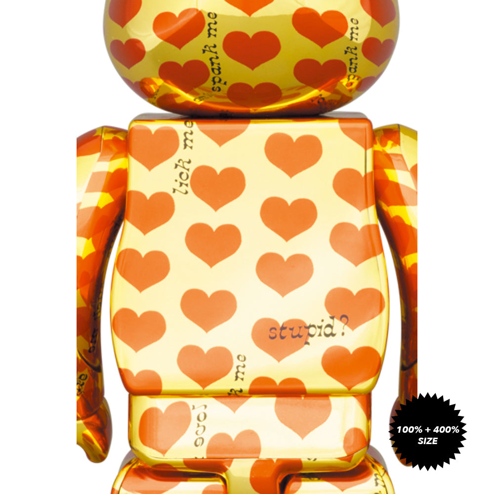 Hide Gold Heart 100% + 400% Bearbrick Set by Medicom Toy - Mindzai