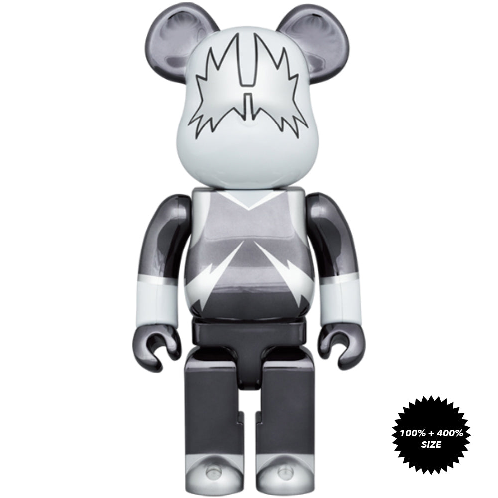 KISS Space Man (Chrome Ver.) 100% + 400% Bearbrick Set by