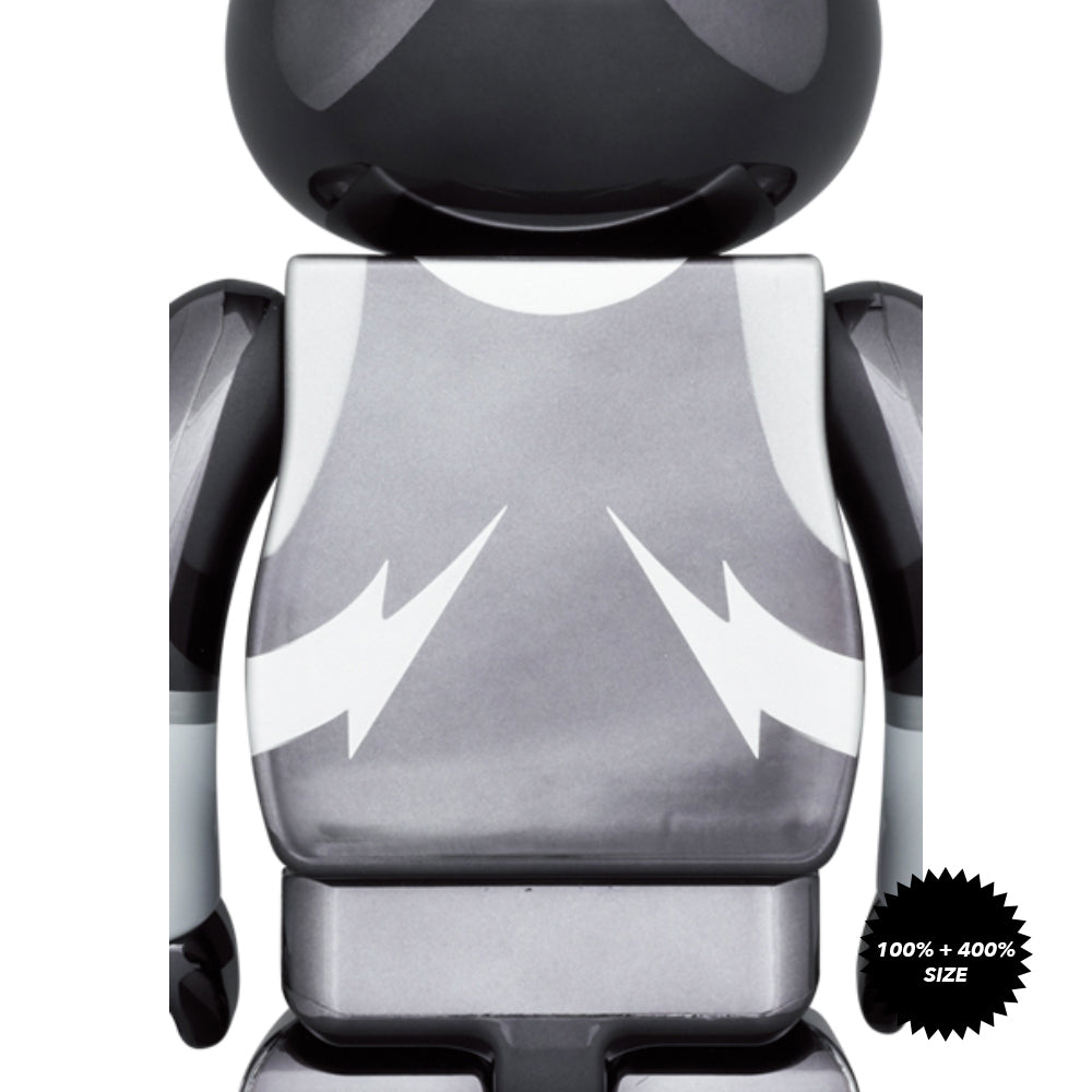 KISS Space Man (Chrome Ver.) 100% + 400% Bearbrick Set by Medicom Toy