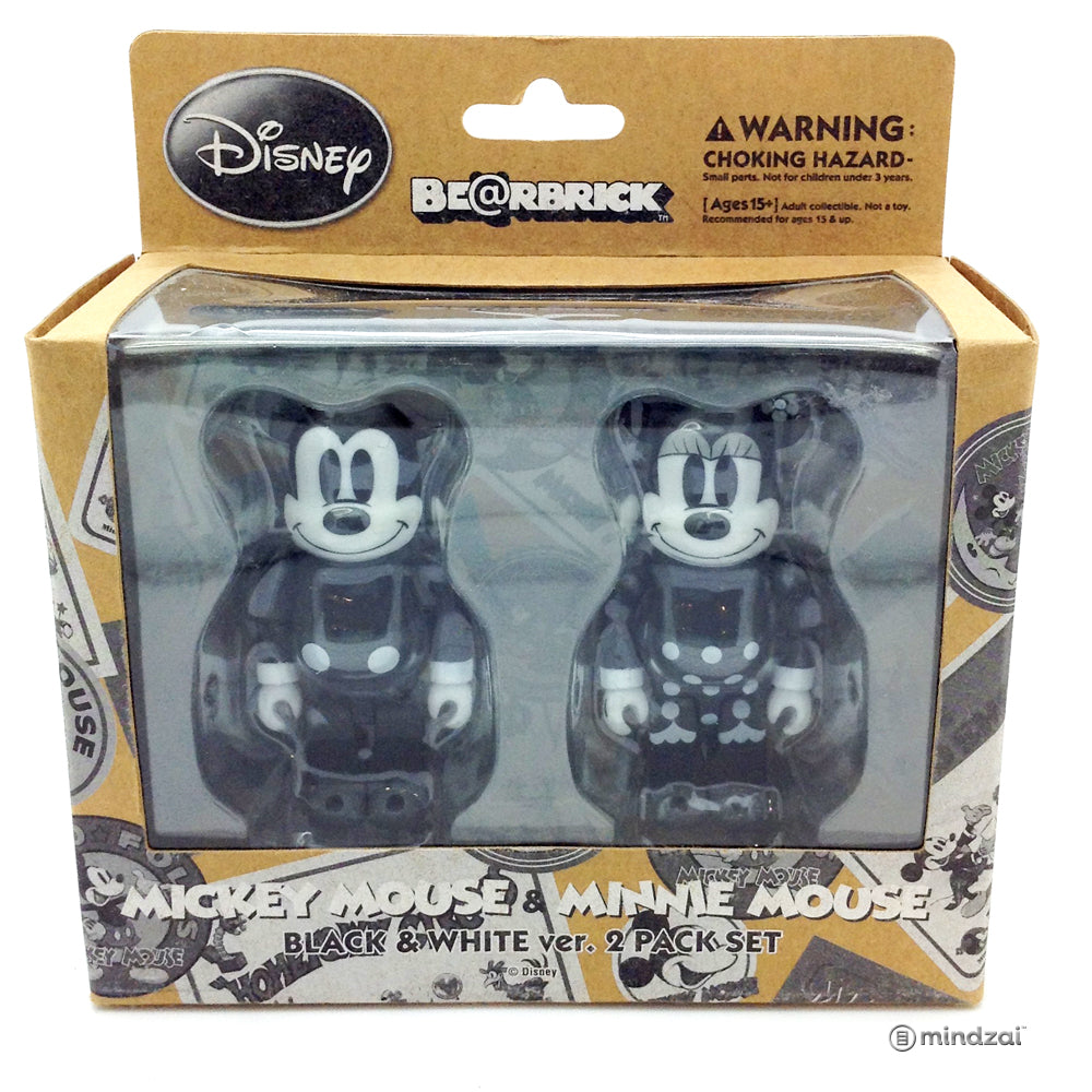 Disney Mickey Mouse and Minnie Mouse Black and White 2-Pack 100% Bearbrick