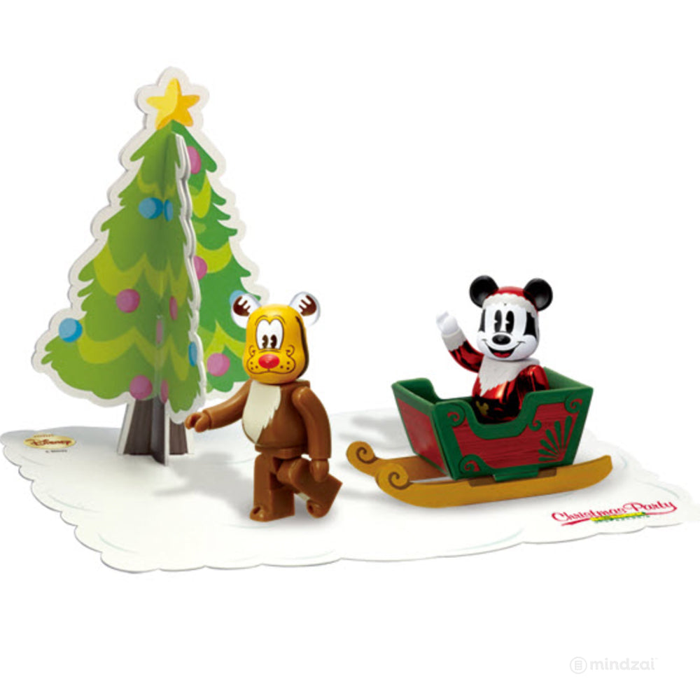 Disney Bearbrick Unbreakable - Christmas Party - Mickey Mouse Santa Metallic Red and Pluto Reindeer - Last Prize