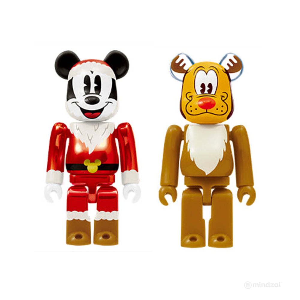 Disney Bearbrick Unbreakable - Christmas Party - Mickey Mouse Santa Metallic Red and Pluto Reindeer - Last Prize