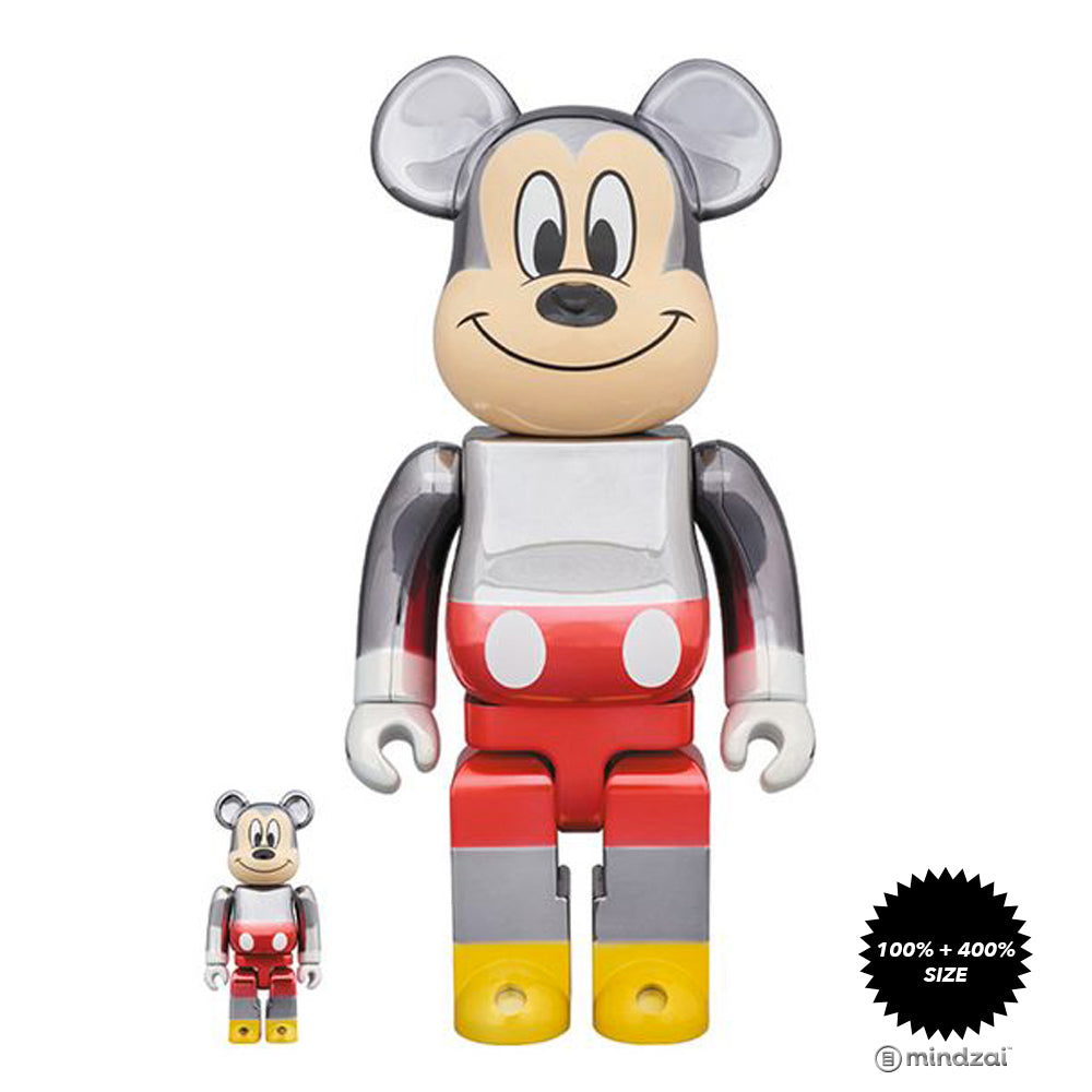Fragment Design Mickey Mouse Colour Ver. 100% + 400% Bearbrick Set by Medicom Toy x Disney