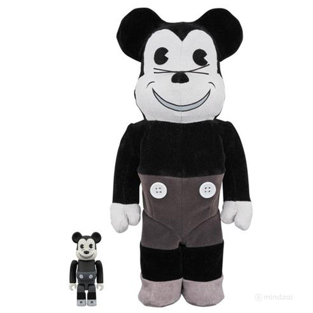 Mickey Mouse Vintage Black and White 100% and 400% Bearbrick Set