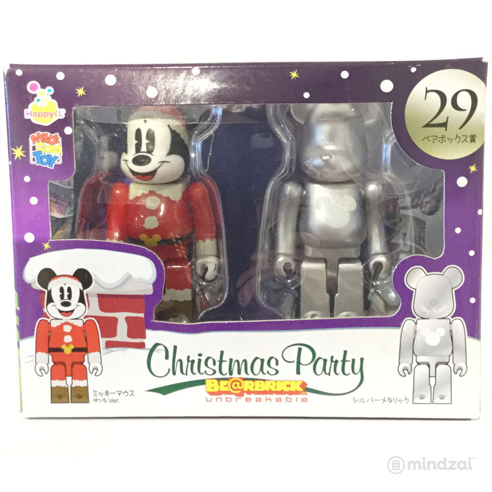 Disney Bearbrick Unbreakable - Happy Kuji #29- Mickey Mouse Santa Suit and Silver Logo Version (2 PK)