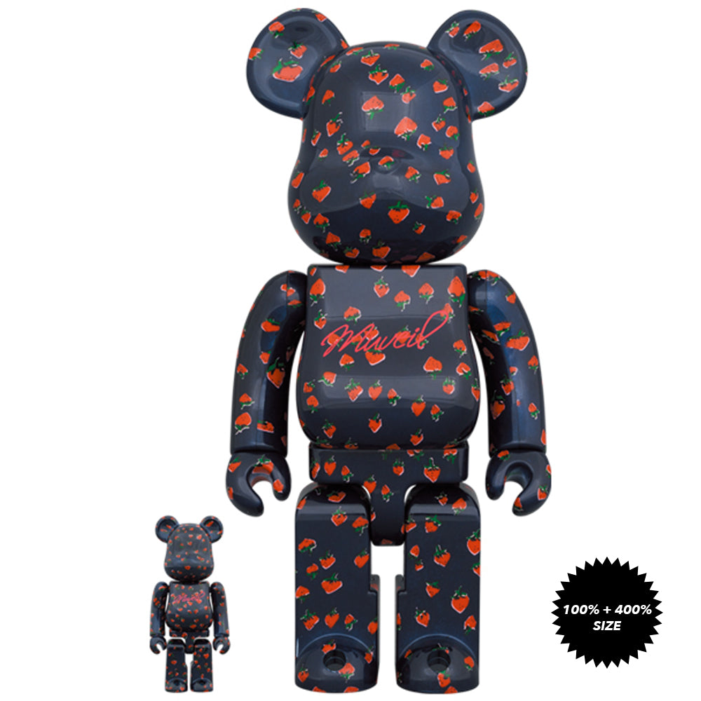 MUVEIL &quot;Strawberry&quot; 100% + 400% Bearbrick Set by Medicom Toy