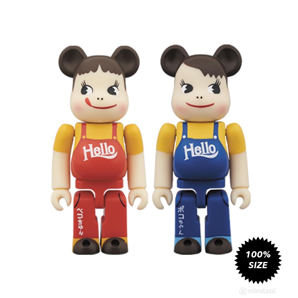 Peko-chan &amp; Poco-chan Vintage Hello version 2-Pack 100% Bearbrick by Medicom Toy
