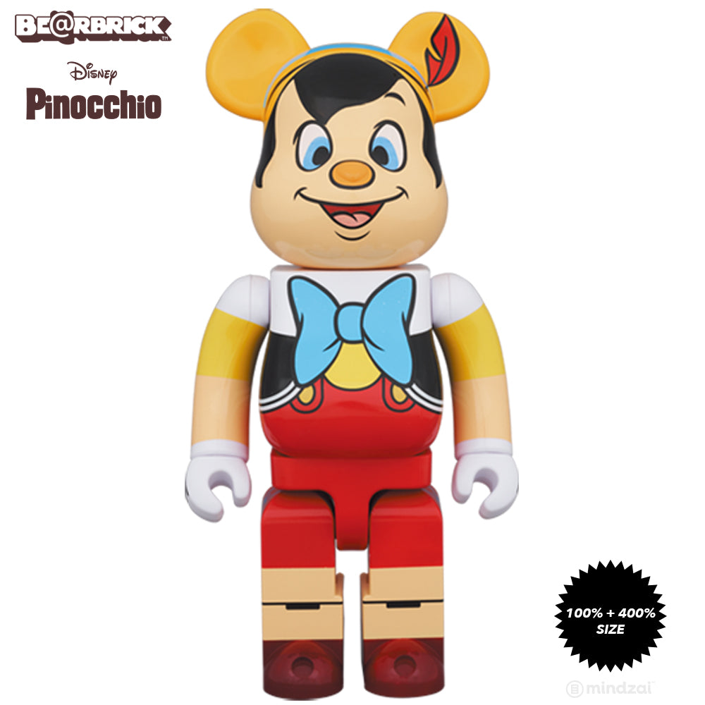 Disney Pinocchio 100% + 400% Bearbrick Set by Medicom Toy