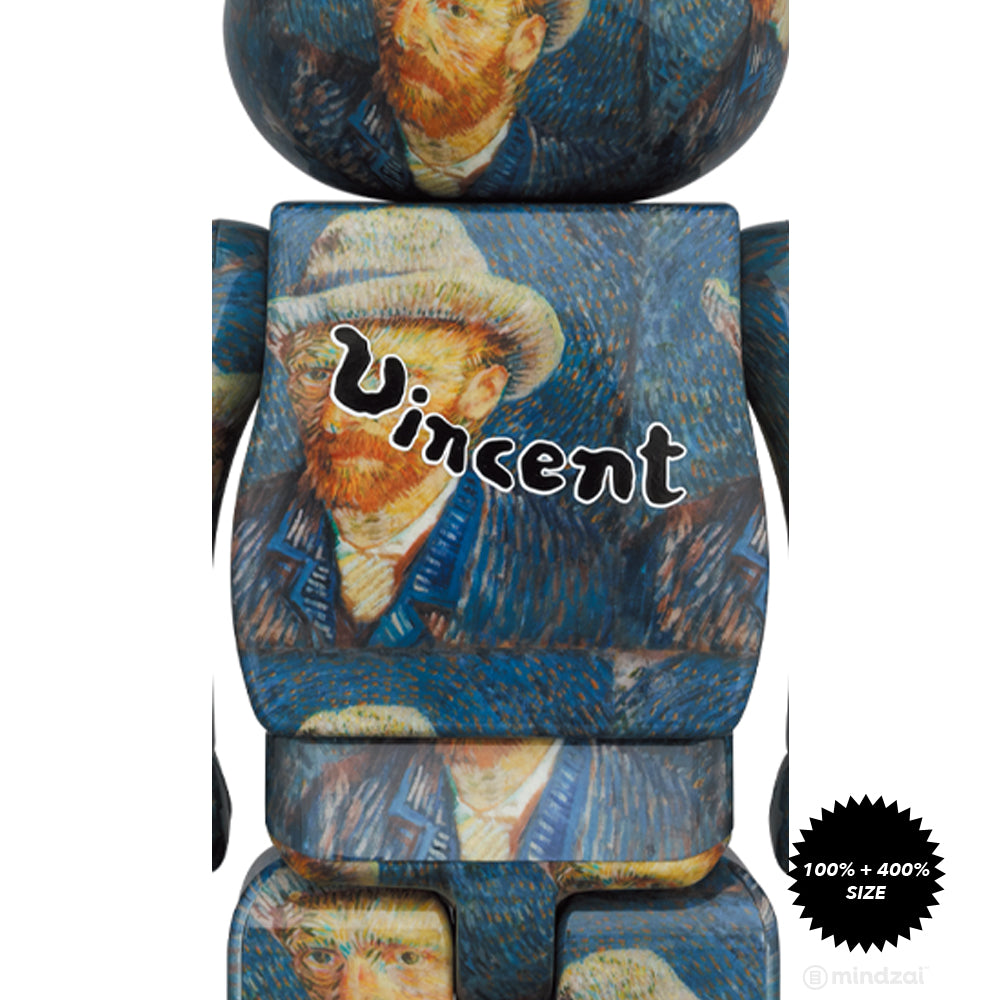 Self Portrait 100% + 400% Bearbrick by Vincent Van Gogh Museum x Medicom Toy