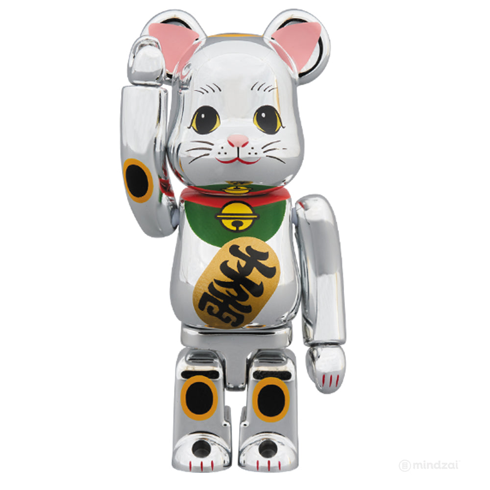 Tokyo Skytree Silver Manekineko Lucky Cat 100% Bearbrick by Medicom Toy