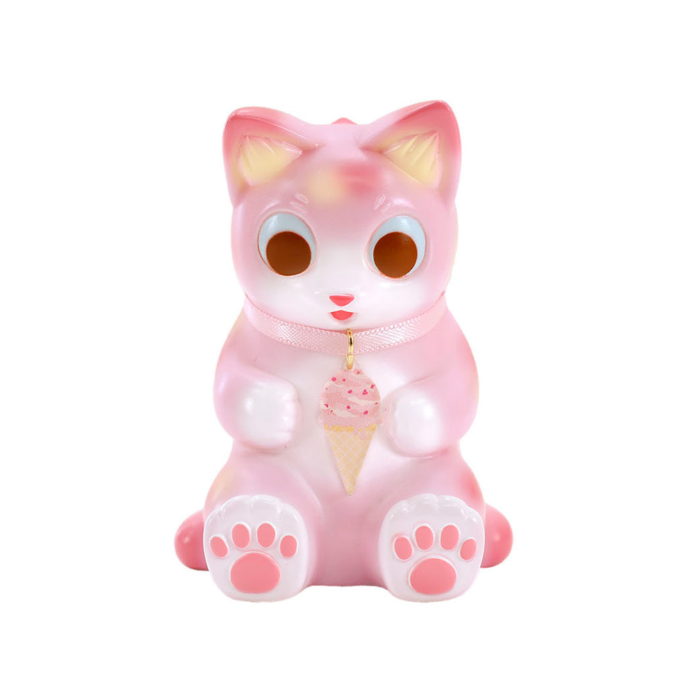 Sitting Negora Strawberry Ice-cream Sofubi Art Toy by Konatsuya