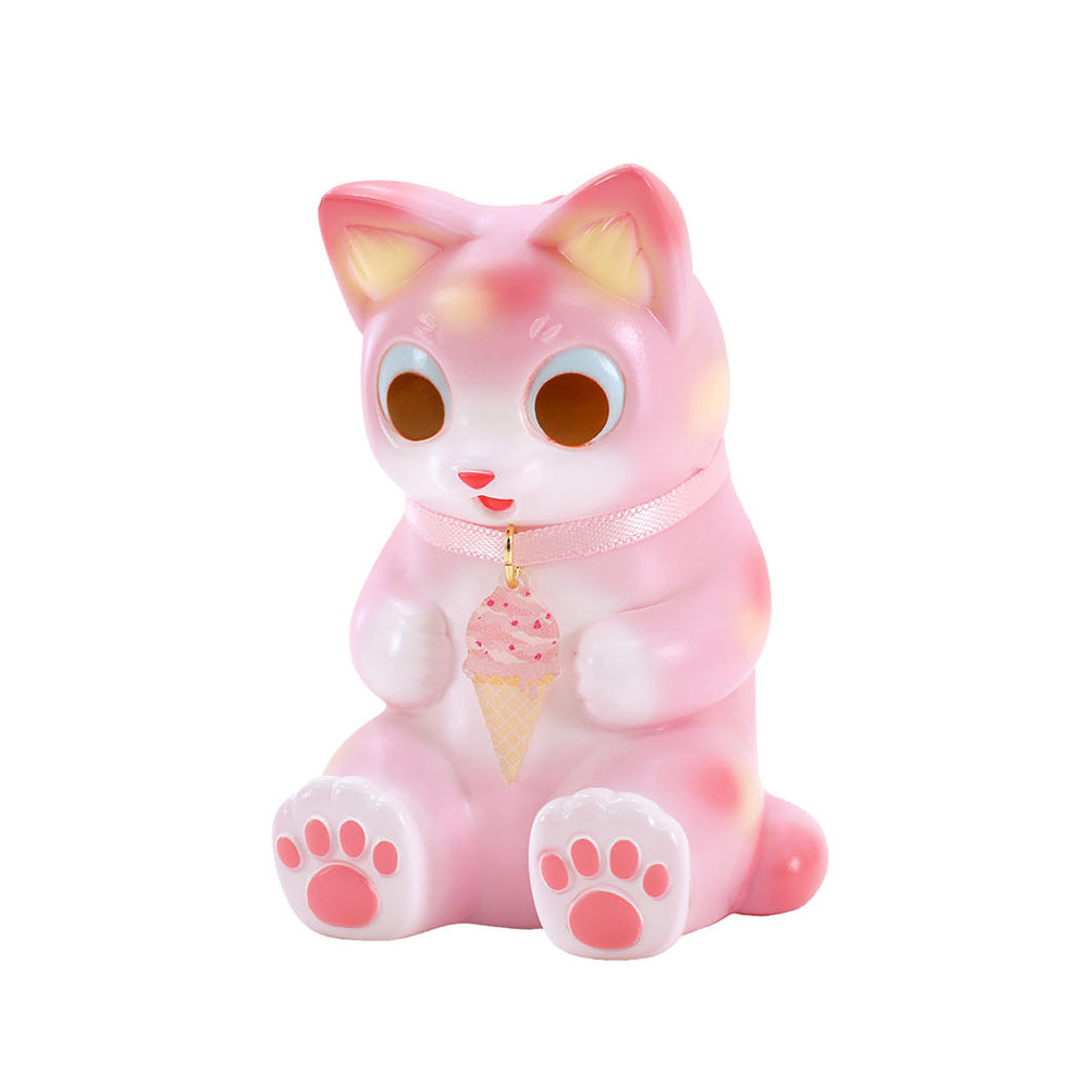 Sitting Negora Strawberry Ice-cream Sofubi Art Toy by Konatsuya