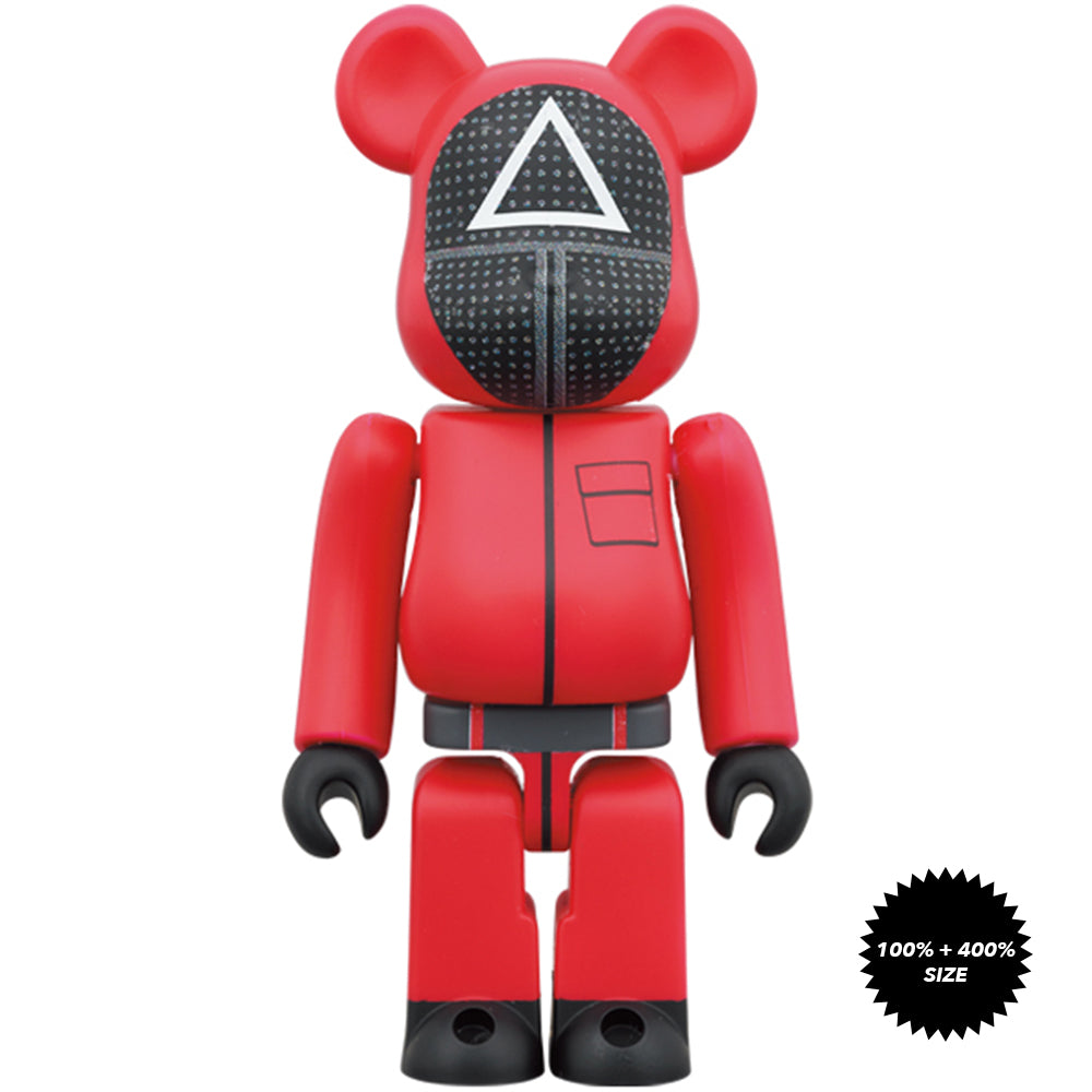 Squid Game Guard △ 100% + 400% Bearbrick Set by Medicom Toy