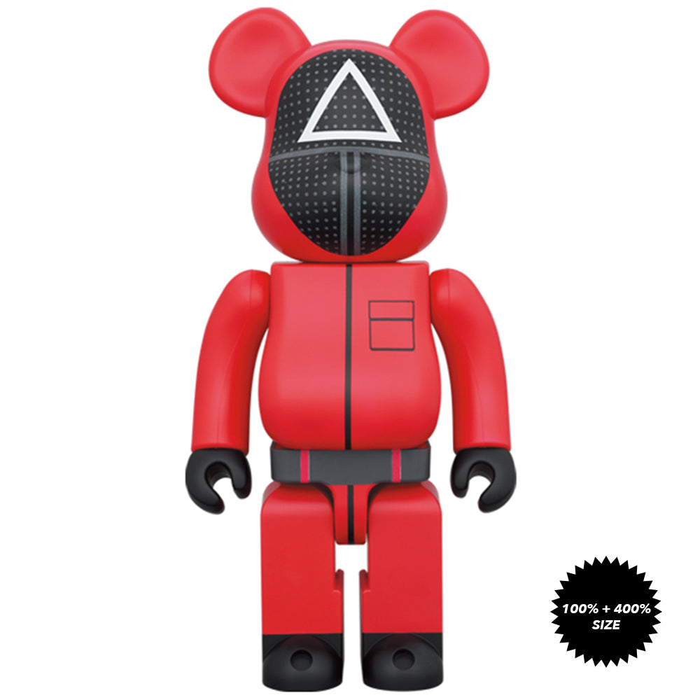 Squid Game Guard △ 100% + 400% Bearbrick Set by Medicom Toy
