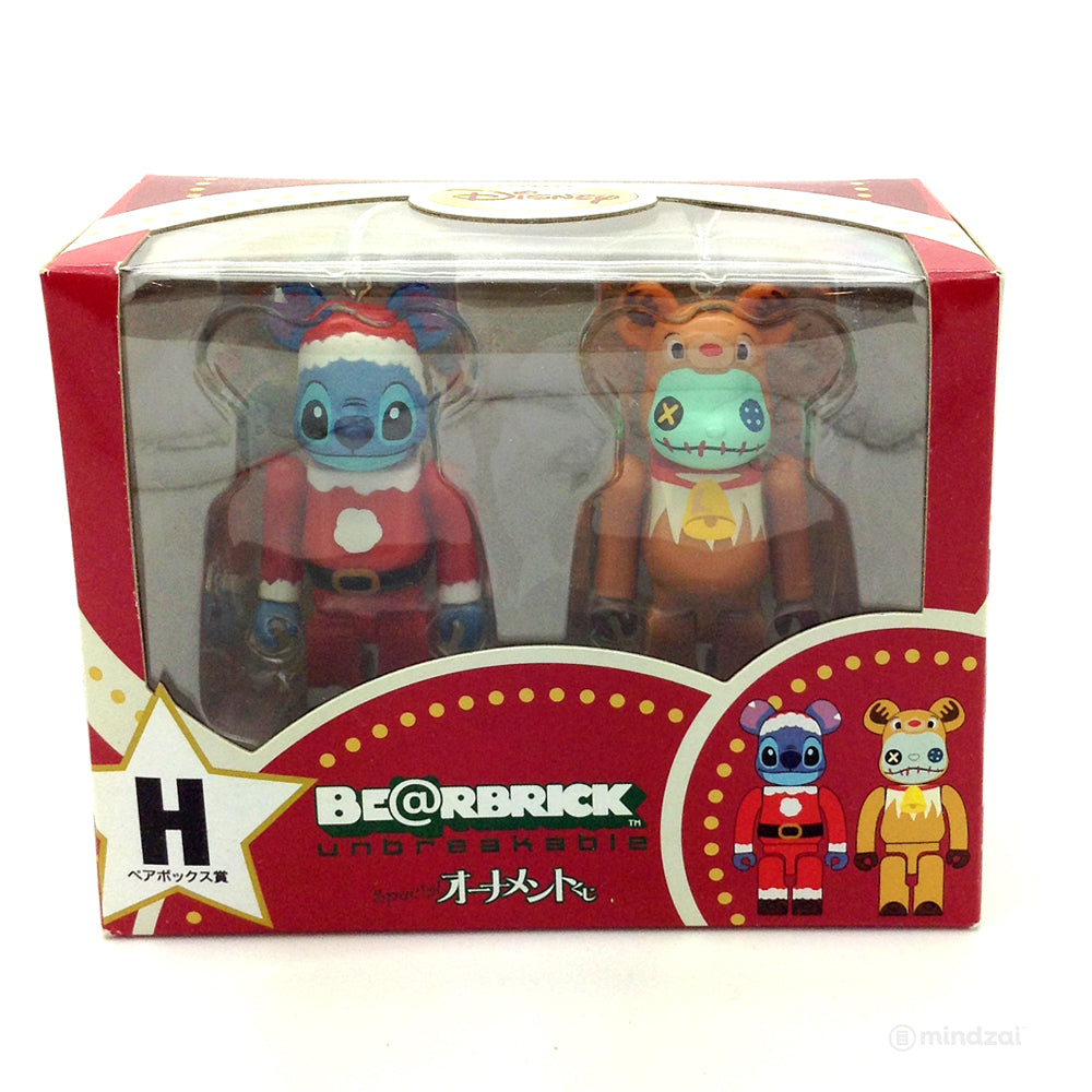 Disney Bearbrick Unbreakable - Happy Kuji H - Stitch Santa Suit and Scrump Reindeer (2 PK) 100% Size