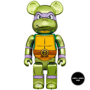 TMNT: Donatello (Chrome Ver.) 100% + 400% Bearbrick Set by Medicom Toy