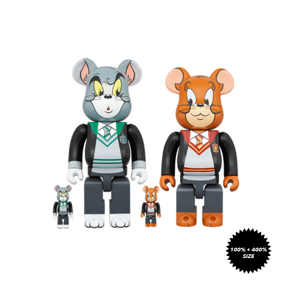 *Pre-order* Tom &amp; Jerry in Hogwarts House Robes 100% + 400% 2-Pcs Bearbrick Set by Medicom Toy