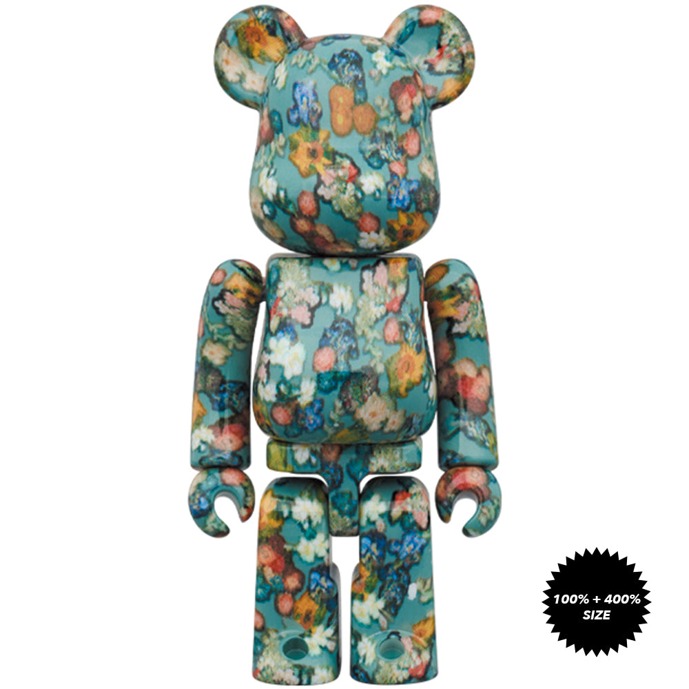 *Pre-order* Floral Pattern 50th Anniversary of the Van Gogh Museum 100% + 400% Bearbrick Set by Medicom Toy